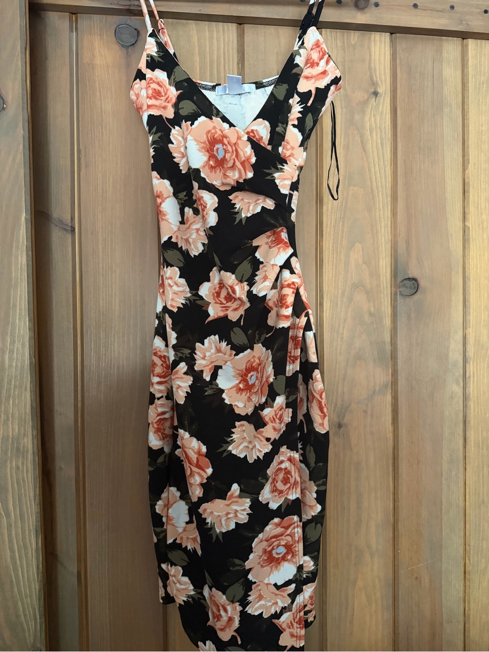 Floral Black & Peach Slip Dress - Women